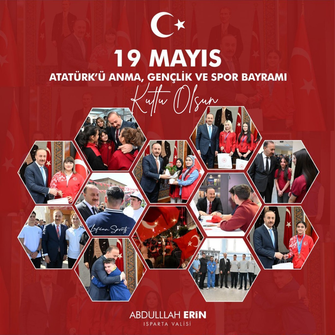 Vali Abdullah ERİN’in 19 Mayıs Atatürk’ü Anma, Gençlik Ve  Spor Bayramı Mesajı 